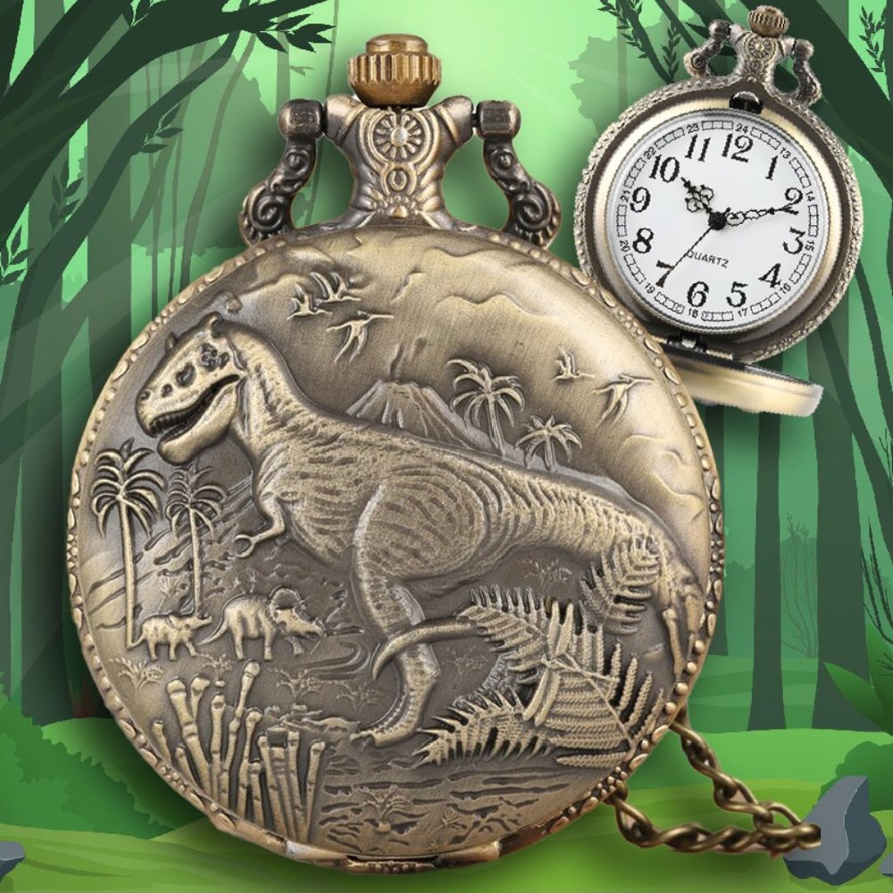 Dinosaur Pocket Watch NEW Gift T-Rex Trex Jurassic Park